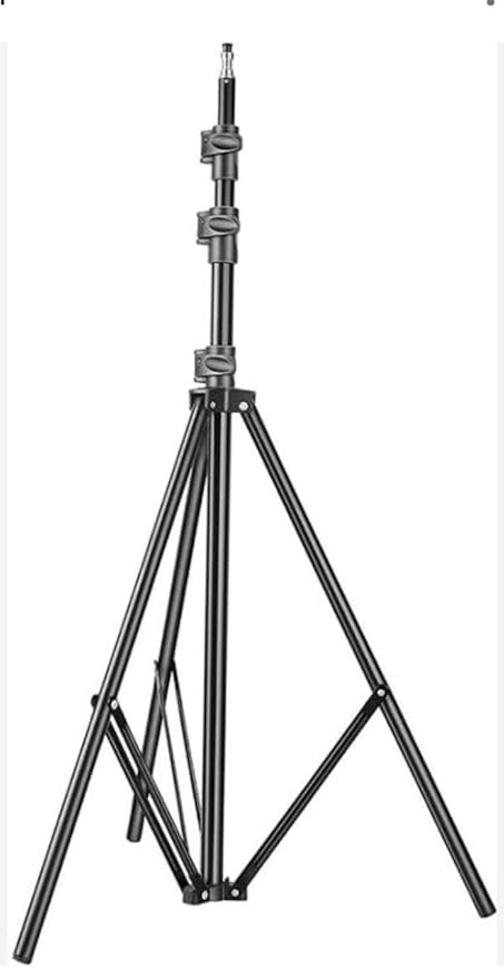 Studio & Ring Light Stand Heavy-Duty (8819) 7 ft for Photography, Reflector, Flash Units, Diffuser, Portrait, softbox, etc. Ideal for Outdoor Indoor Shoots. Metal. 1/4 inch Thread. Black