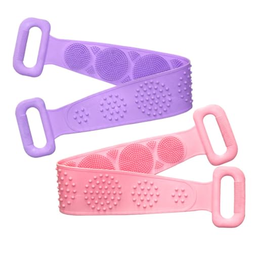 Toalla exfoliante corporal de silicona LIFKOME pack de 2 piezas rosa y púrpura para ducha