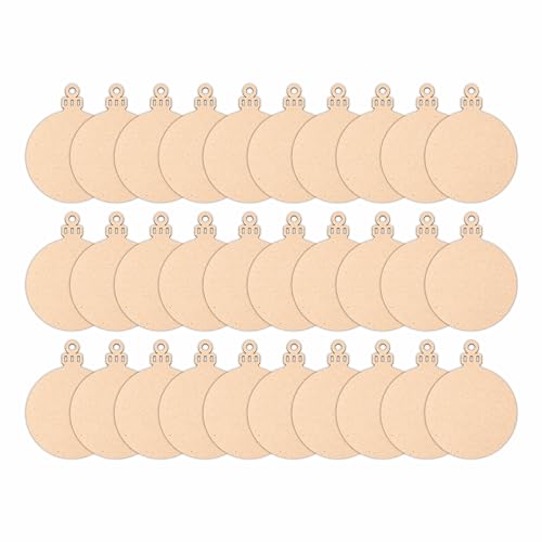 Bolas de Navidad de Madera: Adornos Únicos para Árbol de Navidad. Ideal para Personalizar, Decoracion, Regalos Navideños. Adornos Navidad en Forma de Pack para Pintar. La Bola Incluye Colgador. (30)