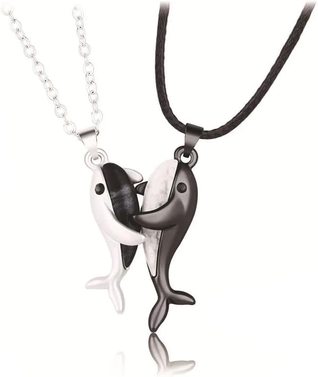 14K Yellow Gold Whale Necklace For Women, 925 Sterling Silver 2Pcs Couple Love You Whale Pendant Necklace for Men Women Lovers Good Friend Best Necklace Pendant - Orca Necklace, Whale Tail Necklace