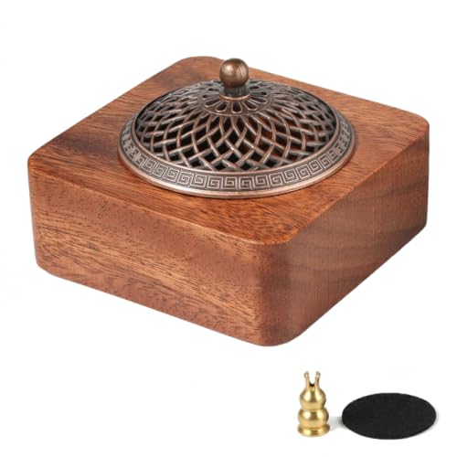 3-in-1 Räuchergefäß aus Holz mit Halter für Räucherkegel und -spiralen