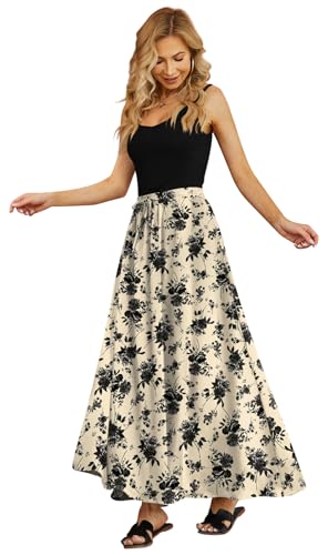 Yincro Women's Flowy Maxi Skirt Summer Pleated High Waisted Casual Long Skirts with Pockets - Image 2