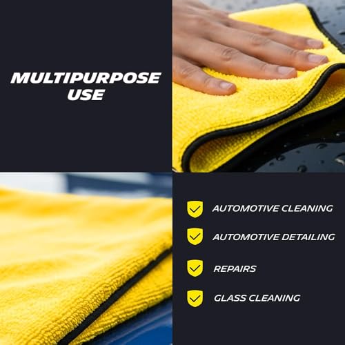 Image of Premium Microfiber Cloth & Soft Detailing Brush | Car Cleaning Kit | Dashboard Dust Cleaner Brush | Scratch-Free Lint-Free Microfiber Towel | Car Interior & Exterior Cleaning Accessories (30*40)(S04)