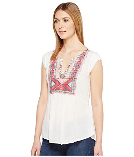 Lucky Brand Women's Embroidered Bib Tank, Eggshell, Large #TOP1