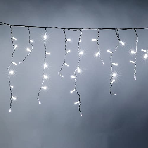Luccika Cascata di Stalattiti 3x0.7 mt con 120 MaxiLed Bianco Ghiaccio e flash Bianco Ghiaccio tenda a pioggia Professionale per uso esterno interno Prolungabile
