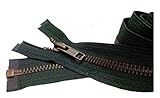 ZipperStop Wholesale Authorized Distributor YKK- Jacket Zippers YKK #5 Antique Brass- Metal Teeth Zipper Separating -Custom Length For Crafter's Special Color Hemlock Green #890 MADE IN USA. Measurements: Teeth size- 5 mm Tape Width- 1/2 incheach sid...