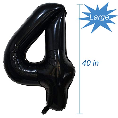 Tellpet Black Number 4 Balloon, 40 Inch #TOP2