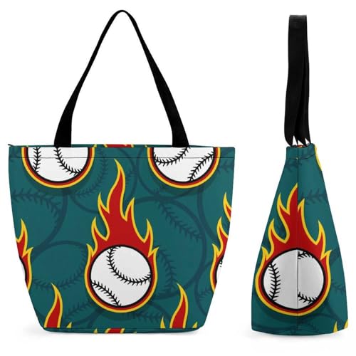 Sac à main baseball de feu grand format, sac à bandoulière femme de shopping et voyage