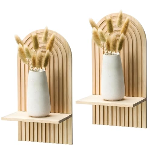 Pyuyan 2 Pièces Etagère Murale Boho Décoration, Boho Wall Shelf Décoration, Étagère Murale Boho Arc-en-Ciel, pour Pots de Fleurs, Livres, Bougies, Salon,...