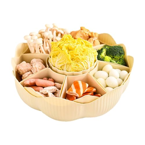 Bandeja de servicio dividida genérica – Bandeja giratoria de 360 grados con separadores, caja de aperitivos versátil, escurridor giratorio de 360 grados, bandeja de alimentos, escurridor para fruta