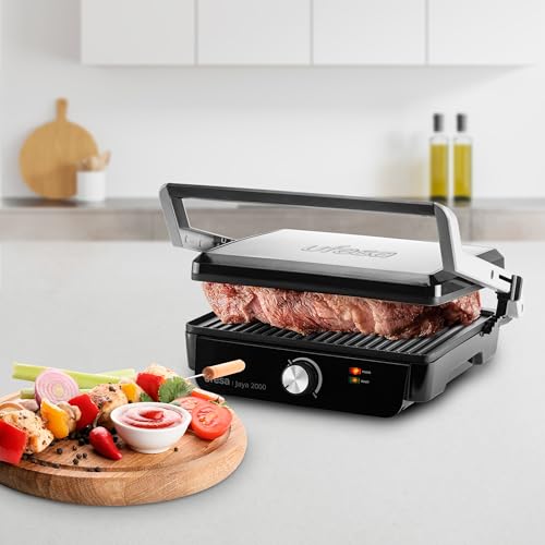 Miniatura 5 de Ufesa Grill Eléctrico Jaya 2000w Sandwichera, Plancha Cocina Eléctrica Y Parrilla, Apertura 180 , Temperatura Regulable, Placa Superior Adaptable En Altura, Placas Antiadherentes, Fácil Limpieza