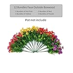 Artificial Flowers for Outdoor Indoor Garden Home Decoration, Faux Flower Daisy with Eucalyptus Leaves Fake Plants Greenery Boxwood Porch Patio, 12 Bundles (Mix Pink Red Purple Yellow) - Image 3