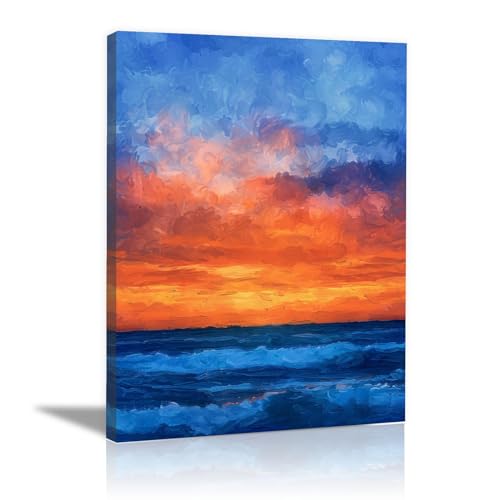 Tableau decoration murale salon moderne et cadre coucher de soleil