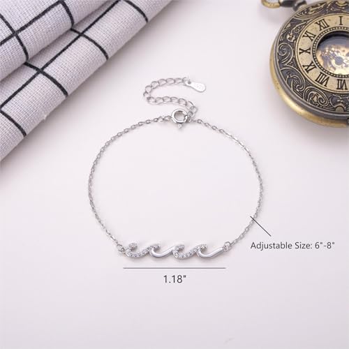 Image of Kvekstio Best Friend Gift, Sparkling Wave Charm Friendship Bracelet for BBF Bestie Sister Friends, Through The Waves of Life