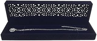 DesignSter Hollow Sapphire Blue Velvet Necklace Box - Long Chain Necklace Storage Case Jewelry Packaging Gift Box