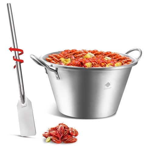 ARC Stainless Steel 25 Inches Heavy Duty Mexican Cazo Para Carnitas With 48Mixing Paddle 69QT Large Outdoor Wok Great for Carnitas and Braising
