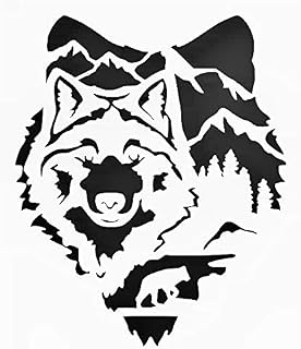 Wolf Scene - Scooter Hill Design Reusable Sturdy Stencil Clear Custom Cut Plastic Sheet Template Cutout Sign DIY Supplies for Airbrush Painting Drawing 1-5x6 inch