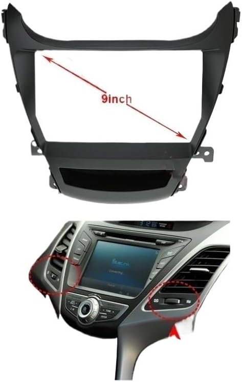 Car Radio Frame 2 Din 9 Inch Car Radio Plastic Panel Fit for Hyundai Fit for Elantra LHD Dashboard Frame Android Multimedia Player(Black14 Styles)