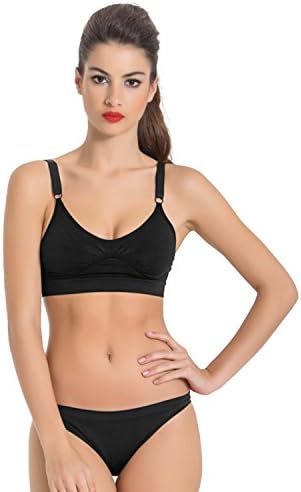 Doyenna - Soft Seamless With Adjustable Shoulder Straps Minimizer Bra For Lady (Small, Black)