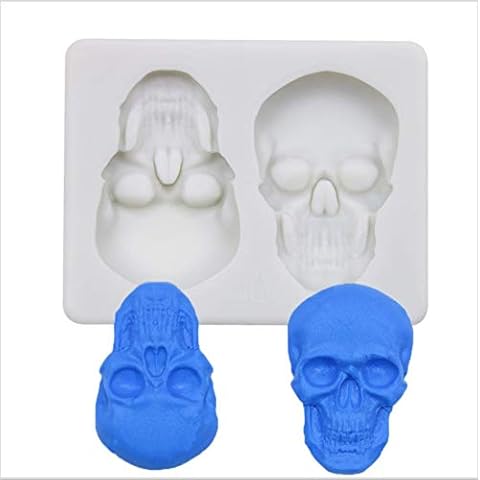 EPRHAY Silicone Halloween Skulls Mold,Reusable Fondant Chocolate Mould,Non-Stick Baking Trays Cake Decoration Baking Tool for Soap, Cake, Bread, Cupcake Clay Gumpaste Sugar Cover