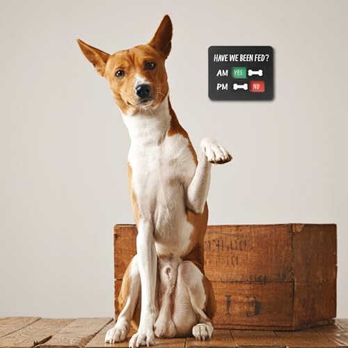 Dog Feeding Reminder Sign with Magnet, Pet Feed Tracker with Have We Been Fed, Acrylic Dog Paw Slider Sign for Fridge, AM PM Feed Sign with Yes No Option, Black with 2 Stickers, 4.7" x 3.9" by EliteSign - Image 6