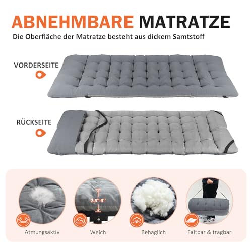 ATORPOK SHOP Campingbett feldbett klappbar, Faltbar Gästebett bis 200 kg für,mit Seitentasche, tragbares Campingliege，Outdoor, Garten, Reisen, Camping, Indoor (Grau)
