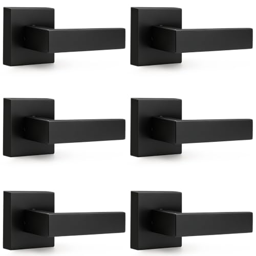 Probrico Matte Black Half Dummy Levers, Heavy Duty Interior Non-Turning Single Dummy Handles,Reversible for Left and Right Handling, 6 Pack(Contractor Pack)