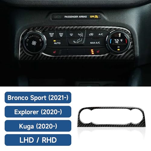 Image of Car Carbon Fiber Center Console AC Switch Panel Sticker Trim Cover Interior Decoration Accessories for Ford Bronco Sport 2021-2024 / Explorer & Kuga 2020-2024