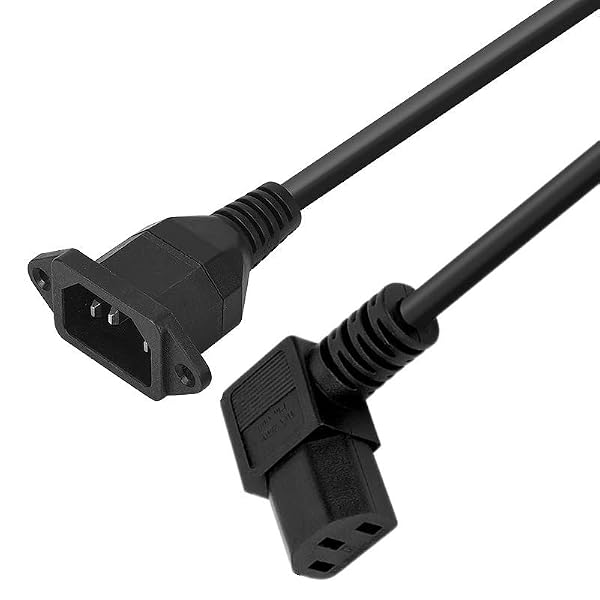 Traovien C14 to C13 Panel Mount Power Cable Right Bent, 90 Degree IEC 320 C13 Female to C14 Male PDU Power Supply Extension Cord, for Computer LED HDTV Monitor and Scanner 40cm (with Ear Right) by Traovien - Used condition - Image 5