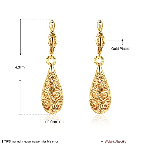 Wskfly Gold Dangle Earrings For Women, 18K Gold Plated Waterdrop Cutout Drop Earrings (Gold) #TOP1