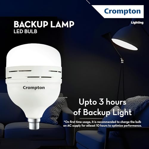 Image of Crompton 30 Watt Emergency LED Bulb | B22 Base | Upto 3 Hour Battery Back Up | Cool Day Light (Pack of 1) | 3-Step Dimming | Li-ion Battery