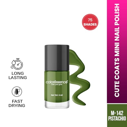 Image of Coloressence Cute Coats Long Lasting Glossy Finish Nail Paint | Chip Resistant | Quick Dry | One Swipe Application | Toxin Free|Pistachio-6Ml
