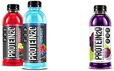 Protein2o Low Calorie Whey Protein Drink Plus Energy, Variety Pack, 16.9 Oz 12Count & Low-Calorie Protein Infused Water, 15g Whey Protein Isolate, Harvest Grape (16.9 Ounce, Pack of 12)