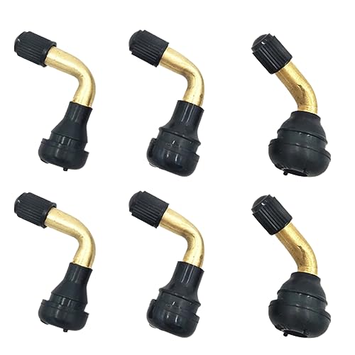 Tadipri 6 Piezas Pvr50 Pvr60 Pvr70 Adaptador Válvula De Rueda, 90 Grados Extensiones De Válvulas, Alargador Valvula Neumatico,Latón Válvula De Neumático Sin Cámara Adecuado Para Motos, Coches, Bicicle