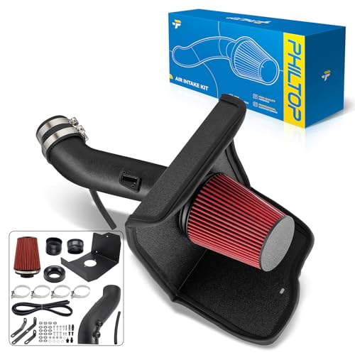 PHILTOP 3.75“ Cold Air Intake Kit System + Heat Shield Compatible with Toyota for Tundra 5.7L 2012-2021, High Performance, Red by PHILTOP - Used condition - US$64.52