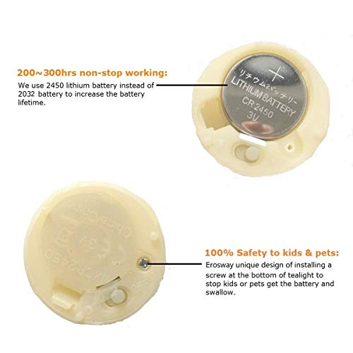Erosway Flameless Candles, Realistic Flickering Votive Candle Tea Light Battery Operated, 200 Hours Of Nonstop Working With Remote And 4/8 Hours Timer, Pack Of 12 Led Candles #TOP6