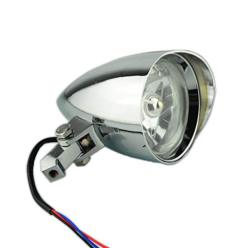 Beautyexpectly Head Light Aluminum Visor Bullet Headlight Lamp Fits For Harley Motorcycle Bike Custom Application (Chrome) #TOP1