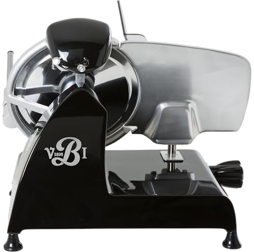 VBI Milano 1898 Red Line 250 Electric Food Slicer | 10" Blade | Perfect Cuts & Reduced Waste | Built-In Sharpener | Premium Kitchen Appliance | Italian Heritage Since 1898 (Black)