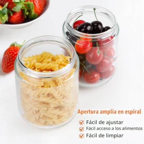 Miniatura 3 de Vinato Pack De 4 Tarros De Cristal Con Tapa 480ml, Tarros Cristal Herméticos, Botes Con Tapa, Overnight Oats Jar, Frascos Alimentación