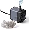 Ankway Wasserpumpe, Teichpumpe 160GPH 600L / H 10W Tauchpumpe mit Vinylschläuchen(39inch / 1M), Förderpumpe mit 2 Düsen für Teiche, Garten, Springbrunnen, Aquarium Pumpe 5.9ft (1.8M) Netzkabel