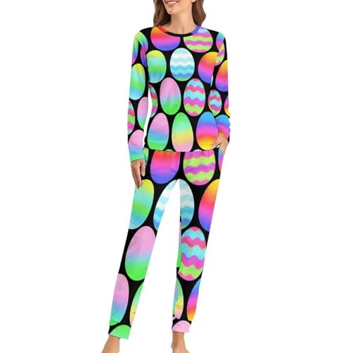Image of Womens Pajamas Sets 2 Piece Long Sleeve Lounge Set Loose Pants Pj Sets Loungewear with Pockets