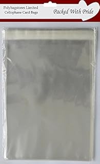 POLYBAGSTORES PACK OF 50-5 x 7 - Cellophane Display Bags Self Seal For Greeting Cards, Arts & Crafts - OVER 20