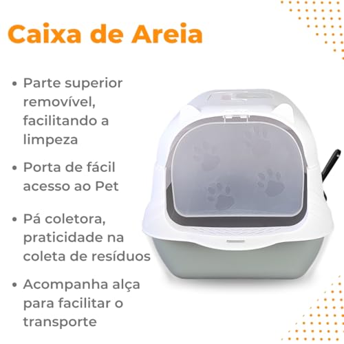 Caixa Areia Fechada Gato Autolimpante Grande Banheiro Pá