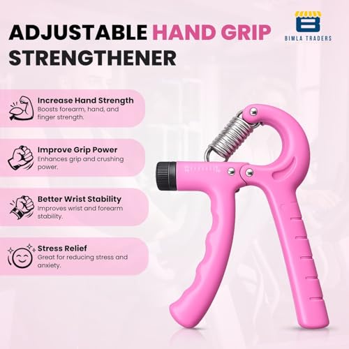 Image of CRAE Hand Gripper - Adjustable Grip Strengthener for Forearm, Wrist & Finger Workout Men & Women Capacity 60 kg (Pink)