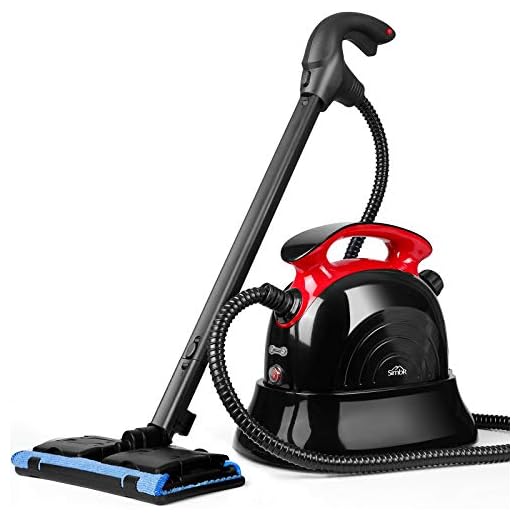 SIMBR Limpiador Vapor Manual Vaporeta Capacidad de 1100ml y Potencia de 1500W, 4.5 Bar, 13 Accesorios para Pisos, Alfombras Y Ventanas