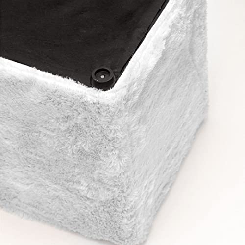 Capa Para Puff Banquinho Quadrado Pelo Curto Branco banco banqueta