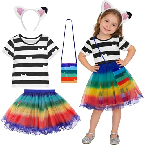 Vestido de princesa tutú arcoíris para niñas 3-8 años miniatura 1