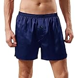 Men's Satin Boxer Shorts Underwear Sleep Pajama Shorts Silk Sleepwear Boxers Underwear Blue