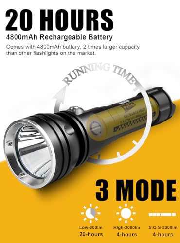 Lanterna de mergulho com luz de mergulho – PFSN Lanterna de mergulho de luz amarela de 3000 lúmens,