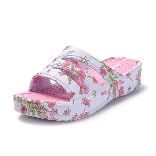 JOMIX Chanclas Mujer Verano con Estampado Floral Chanclas Piscina Mujer con Cuña Playa Mar Ducha Baño Plataforma Zapatillas Casa Mujer Verano, Rosa, 38 EU